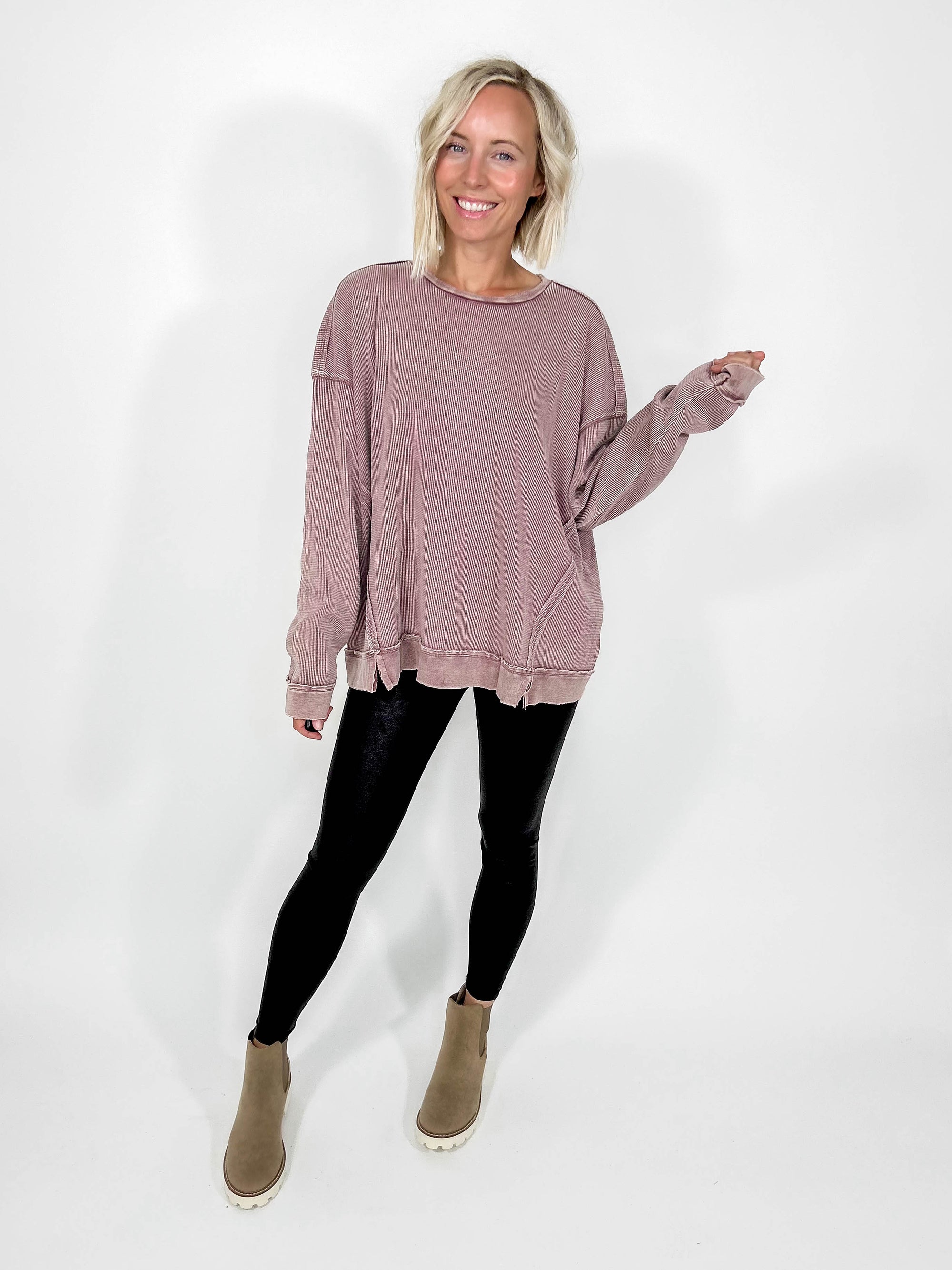 Vernon Thermal Washed Pullover- ROSE TAUPE-FINAL SALE