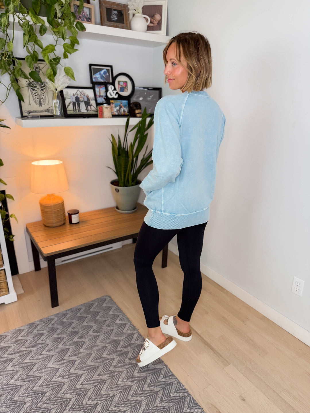 Jane Washed Tunic Pullover- DUSTY TEAL