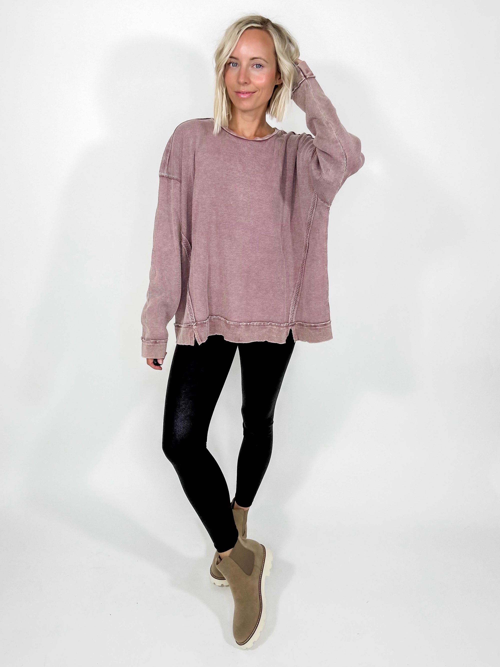 Vernon Thermal Washed Pullover- ROSE TAUPE-FINAL SALE