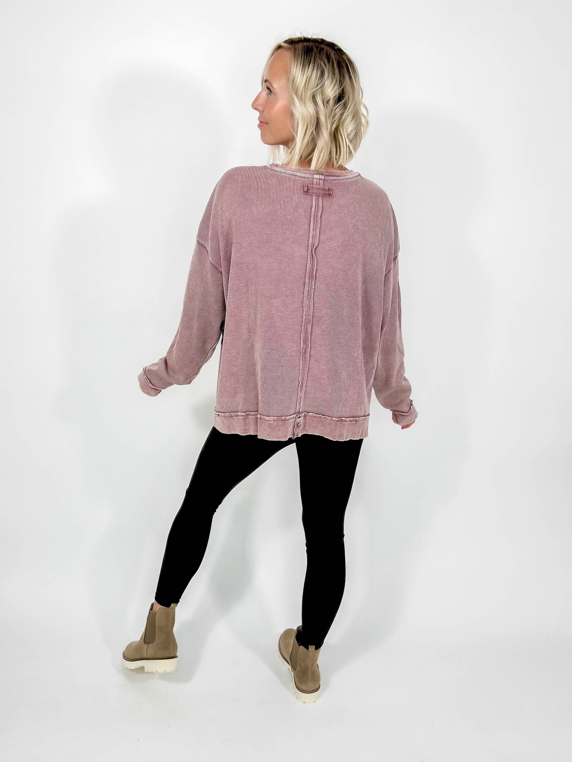 Vernon Thermal Washed Pullover- ROSE TAUPE-FINAL SALE