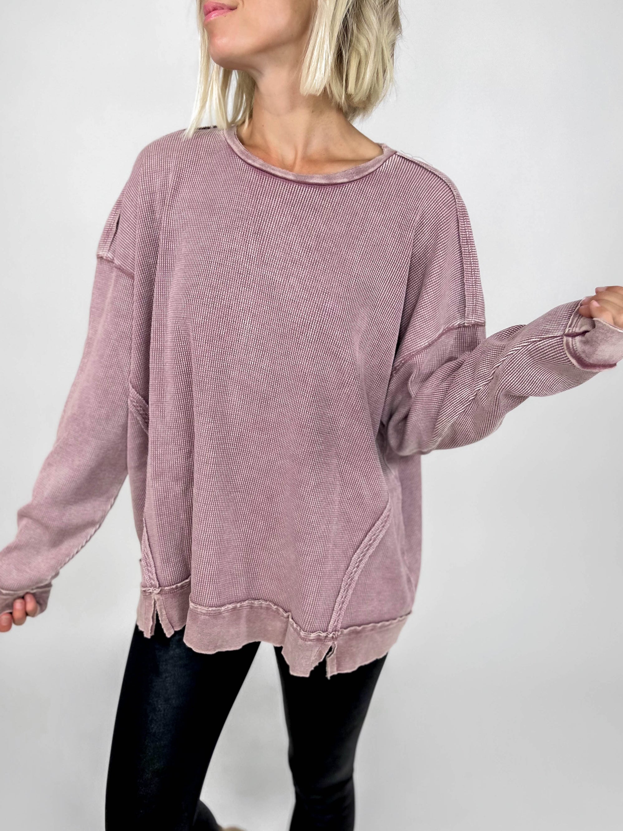 Vernon Thermal Washed Pullover- ROSE TAUPE-FINAL SALE