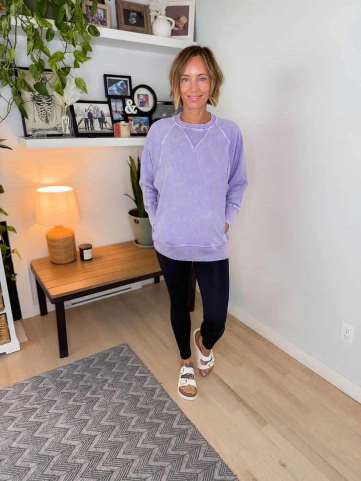 Jane Washed Tunic Pullover- VIOLET