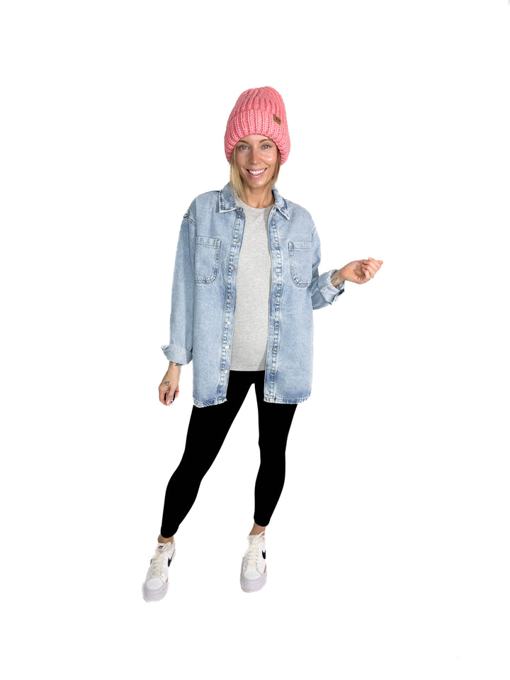 NOISY MAY Alva Denim Shacket- LIGHT WASH