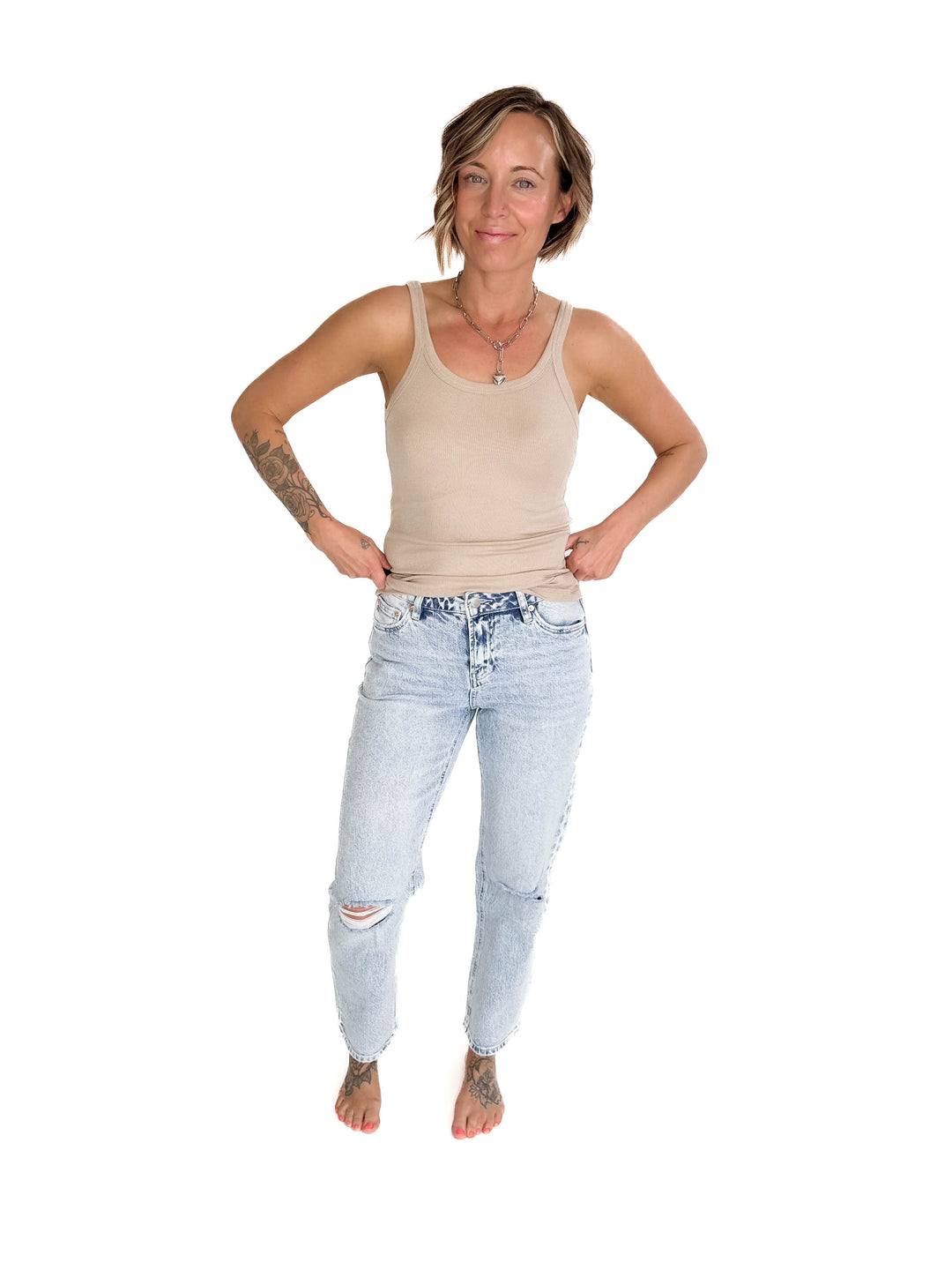 MICA Carissa High Rise Mom Jean- ACID LIGHT WASH-FINAL SALE *30+31*