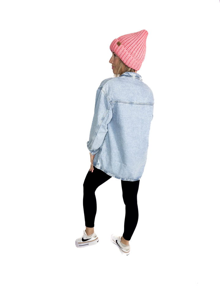 NOISY MAY Alva Denim Shacket- LIGHT WASH