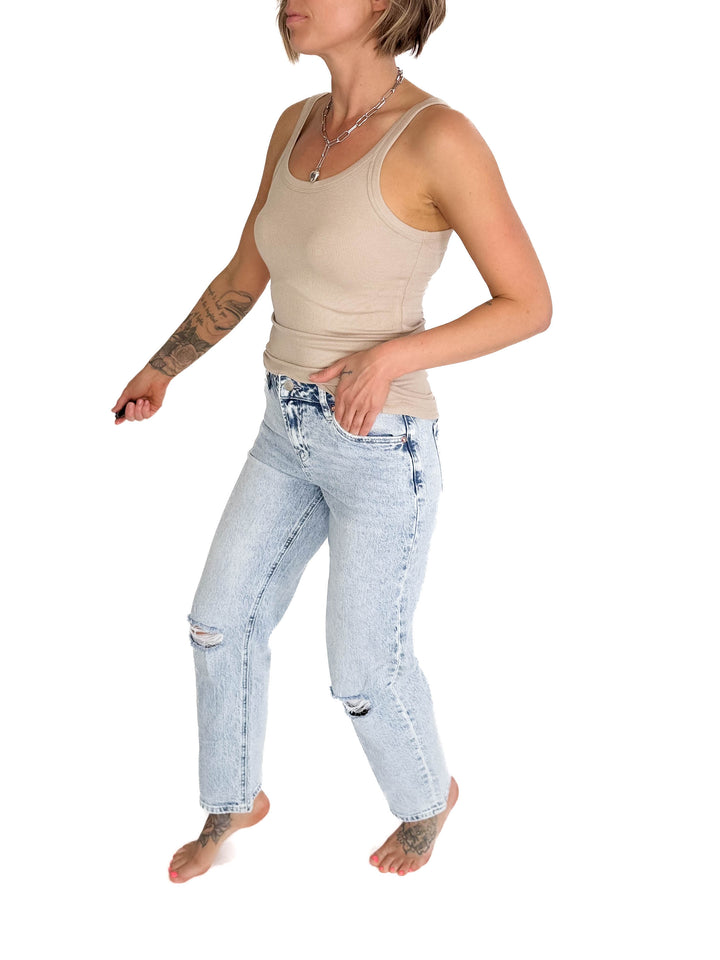 MICA Carissa High Rise Mom Jean- ACID LIGHT WASH-FINAL SALE *30+31*