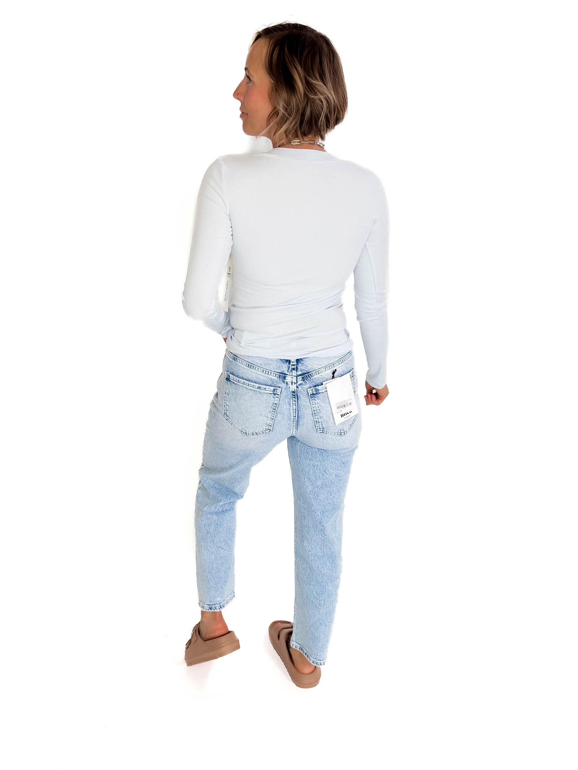 MONO B Linley Ribbed Scoop Neck- LIGHT POWDER BLUE