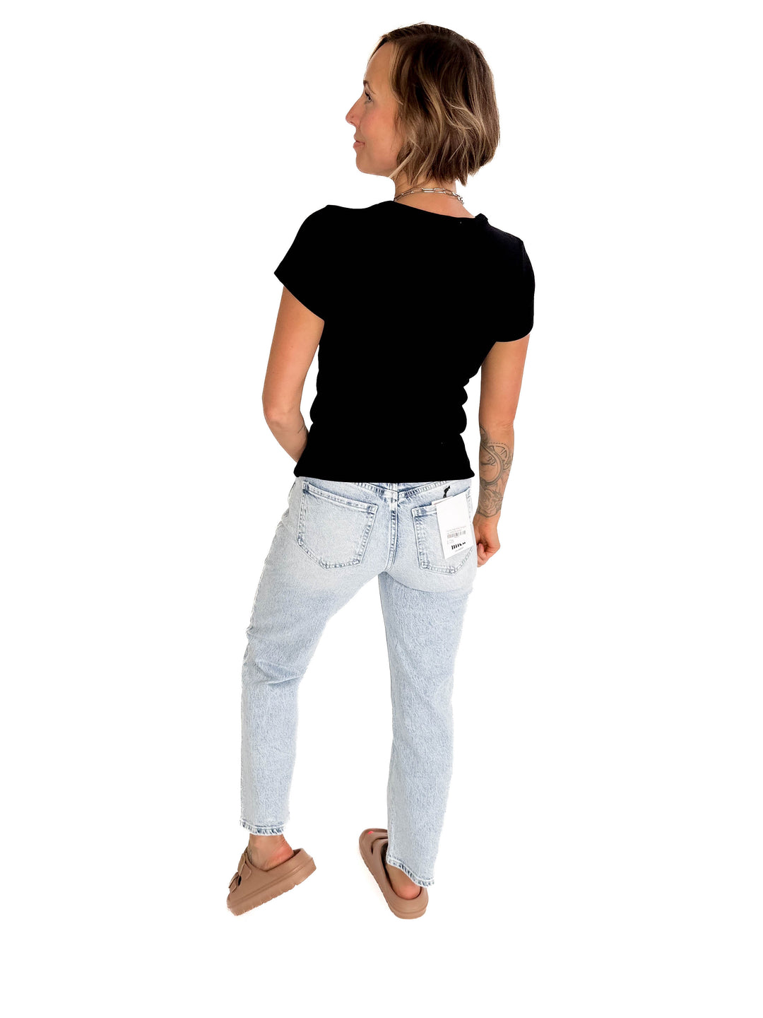 Della Ribbed Knit Top- BLACK-FINAL SALE