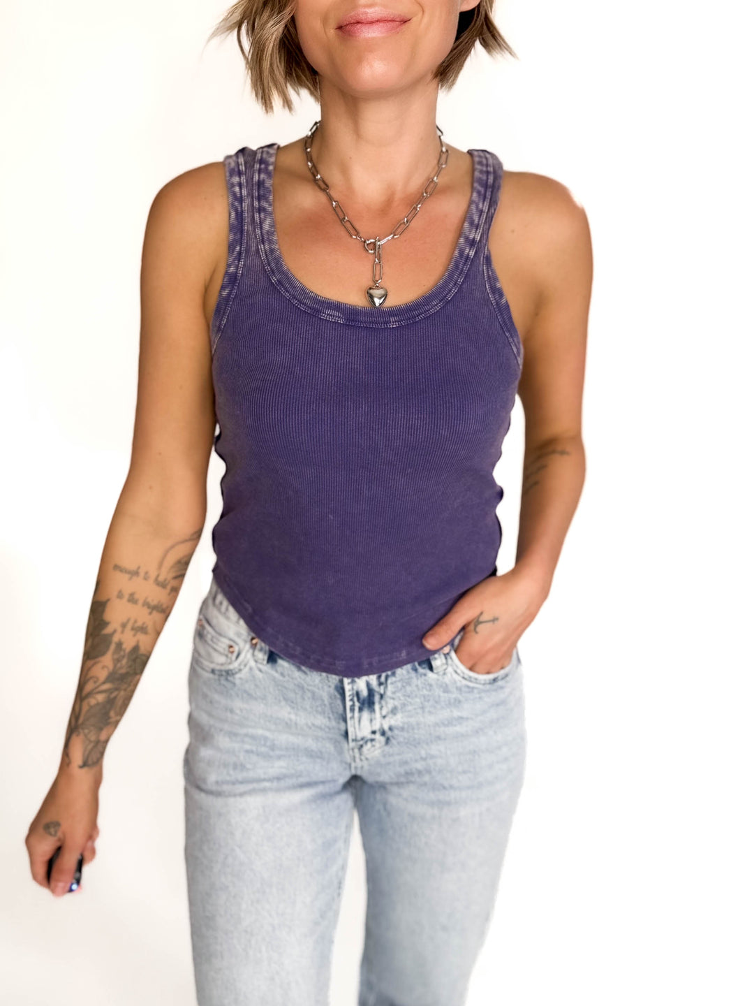 Blake Knit Tank- DUSTY INDIGO-FINAL SALE