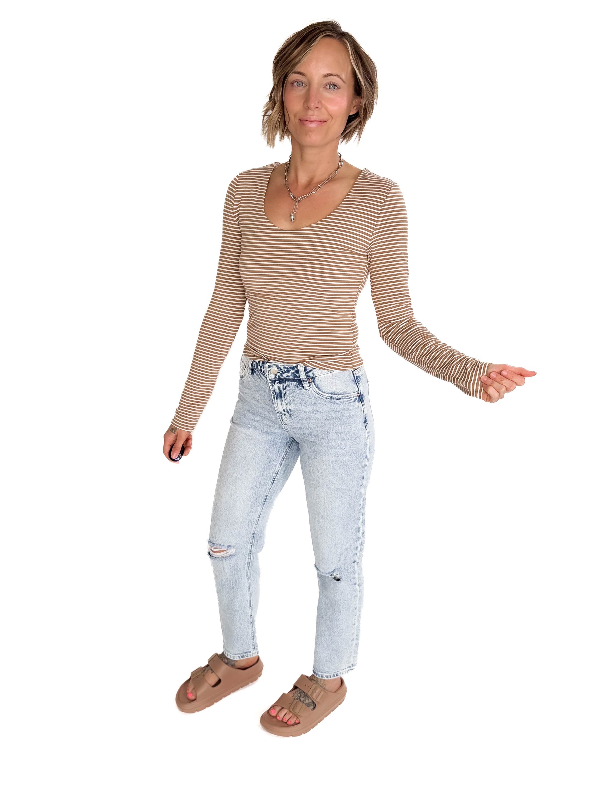 MONO B Linley Ribbed Scoop Neck- ESPRESSO