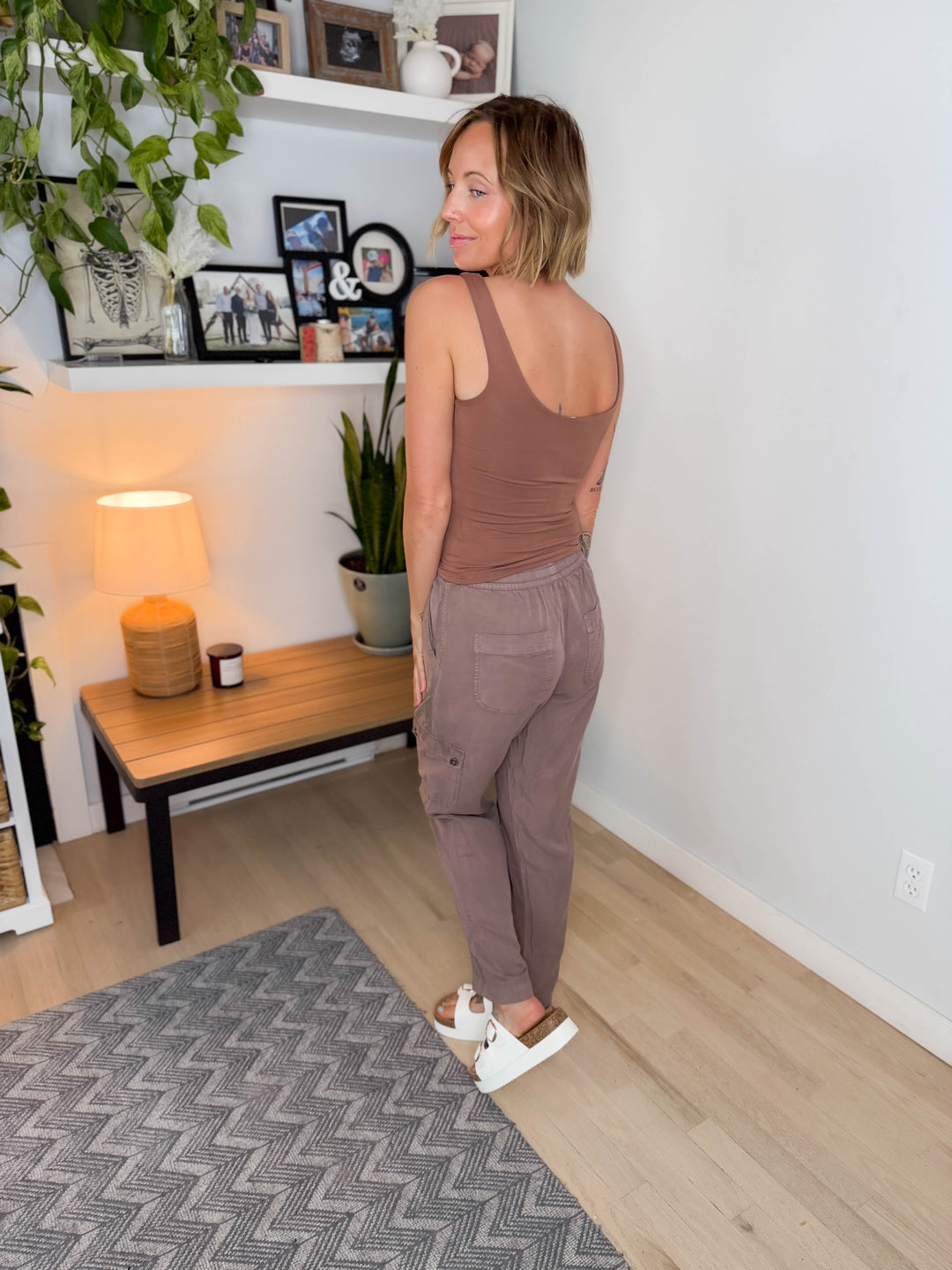 Indio Double Lined Jersey Tank- CHOCOLATE