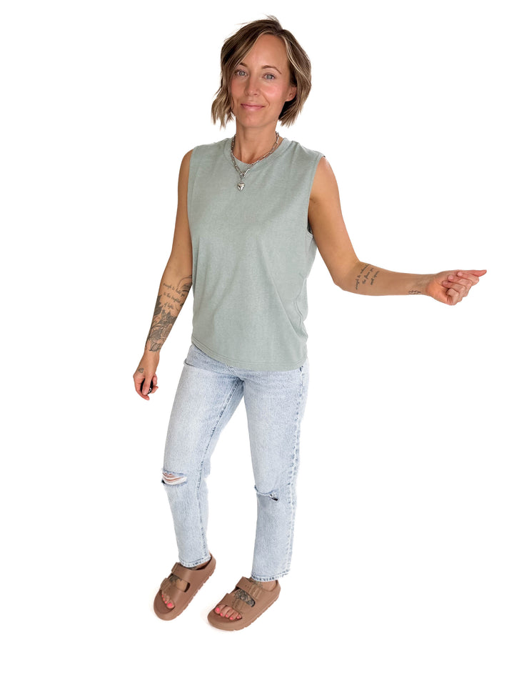 Sierra Slub Knit Tank- OCEAN-FINAL SALE