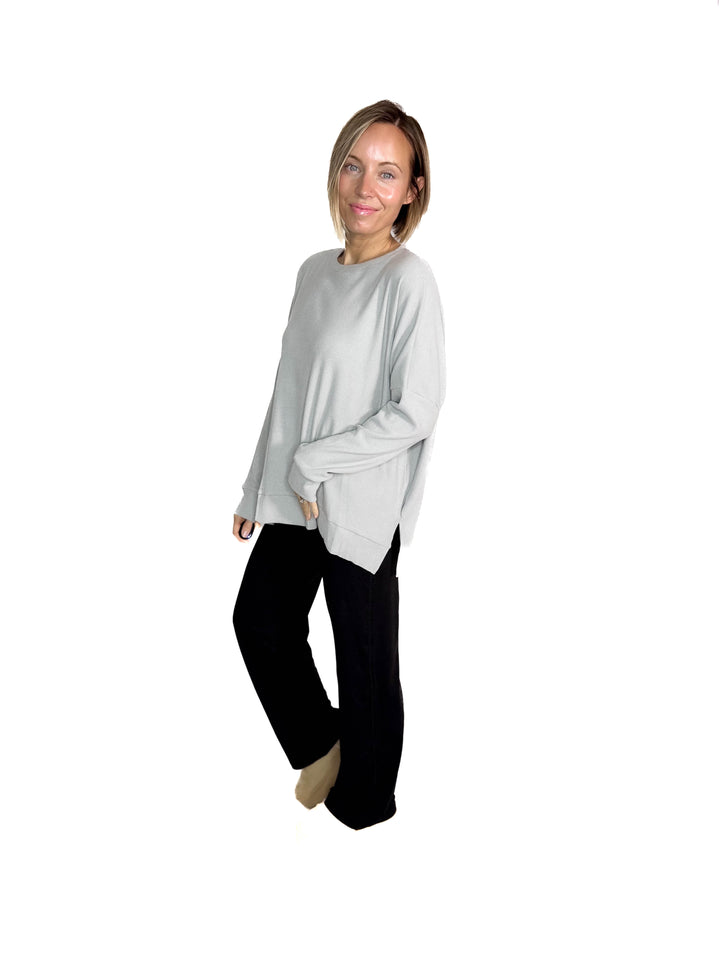 Nolen Soft Touch Ribbed Pullover- HTHR GREY