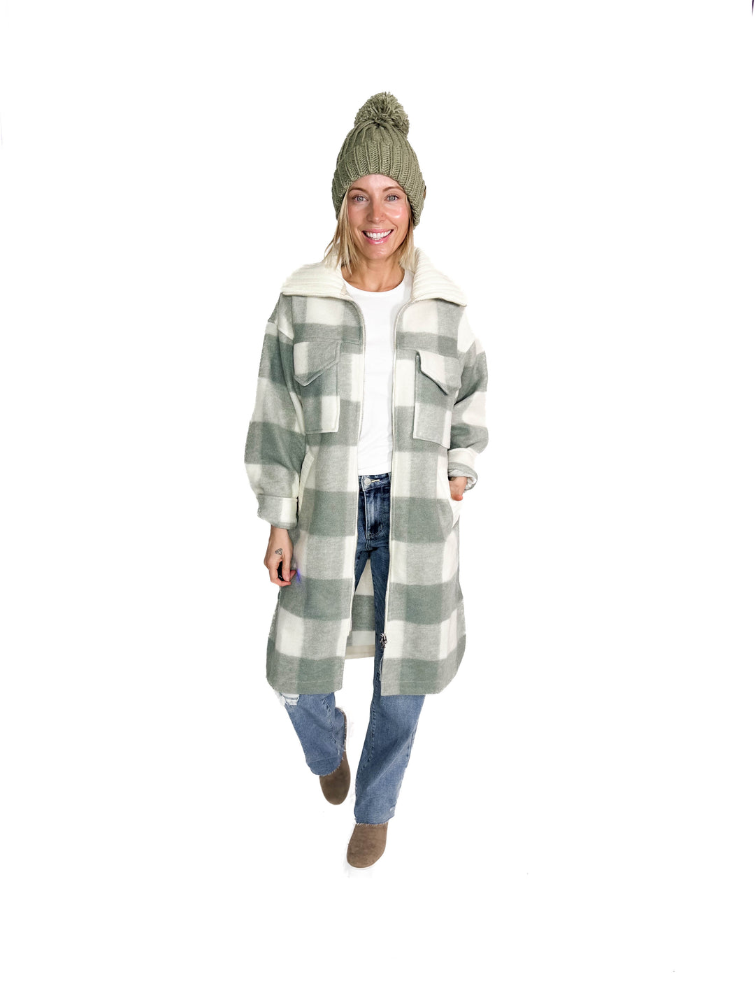 Frostine Plaid Jacket- SAGE
