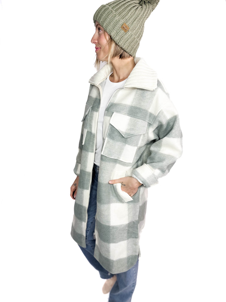 Frostine Plaid Jacket- SAGE