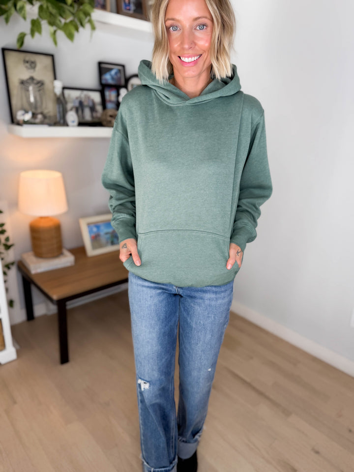 Mono B Burnout Bliss Fleece Hoodie- HEATHER EUCALYPTUS
