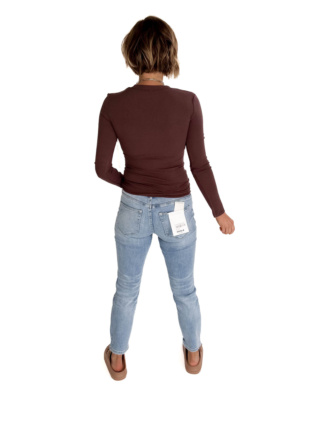 MONO B Linley Ribbed Scoop Neck- ESPRESSO-FINAL SALE