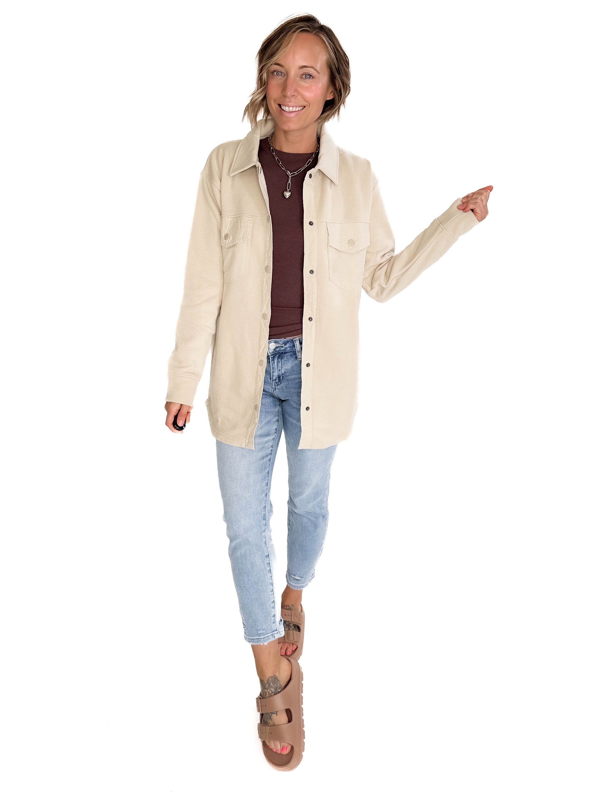 MONO B Valerie Snap on Shacket- NATURAL