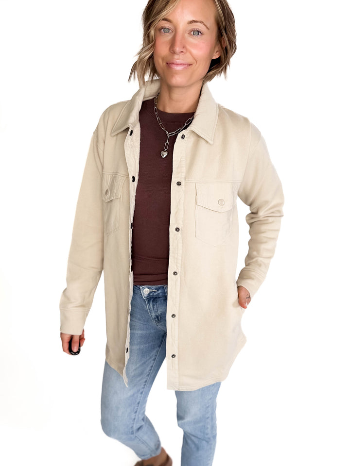 MONO B Valerie Snap on Shacket- NATURAL-FINAL SALE