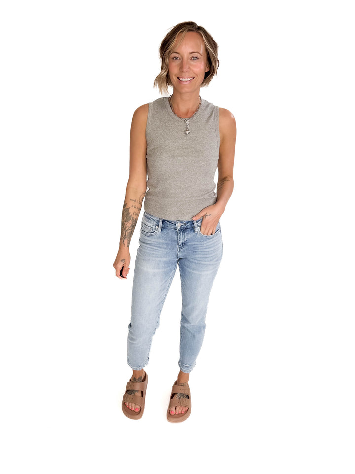 Shoreline Crewneck Tank- HTHR GREY-FINAL SALE