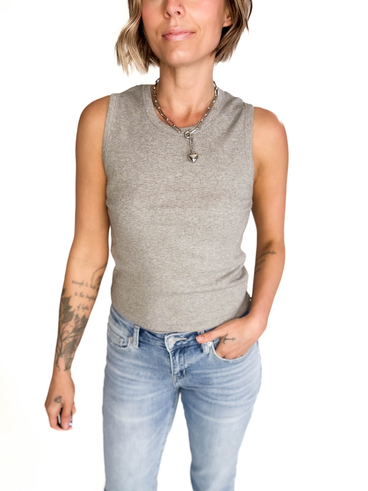 Shoreline Crewneck Tank- HTHR GREY-FINAL SALE