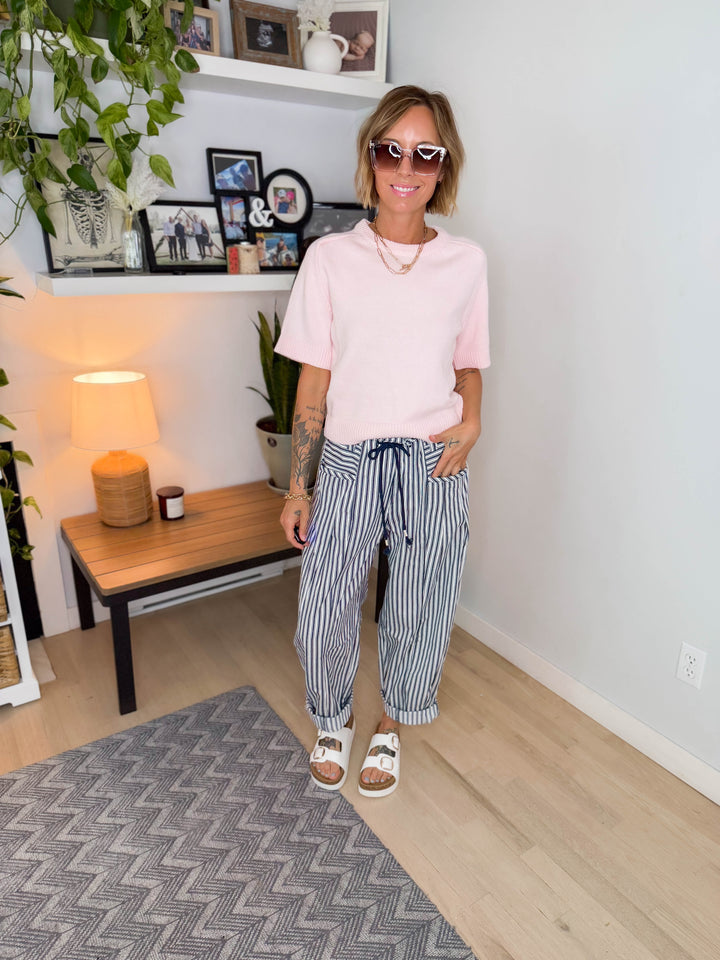 Saylor Raglan Sweater Top- PEONY PINK