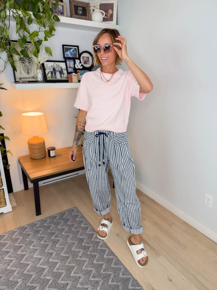 Saylor Raglan Sweater Top- PEONY PINK