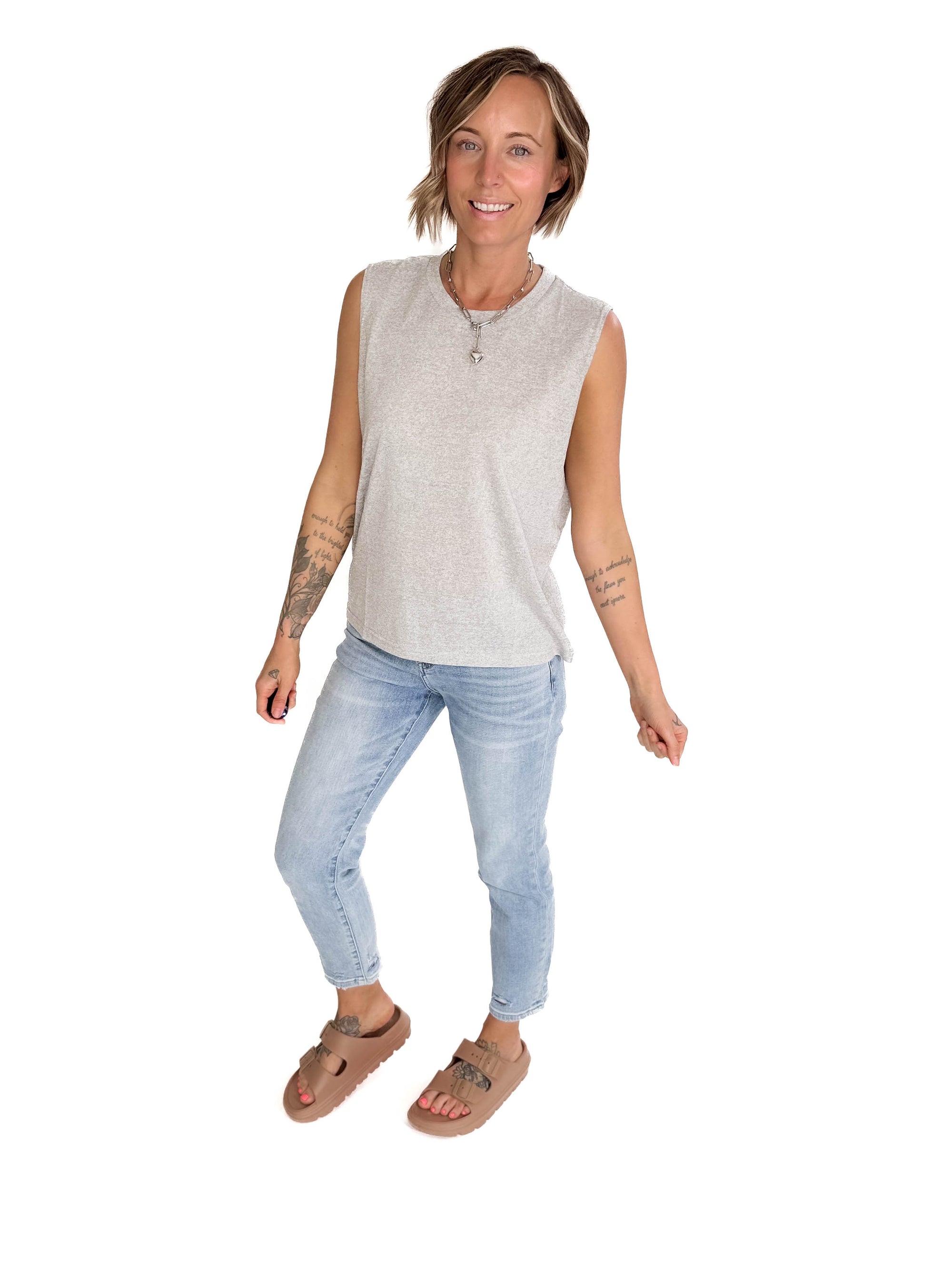 Sierra Slub Knit Tank- HEATHER GREY