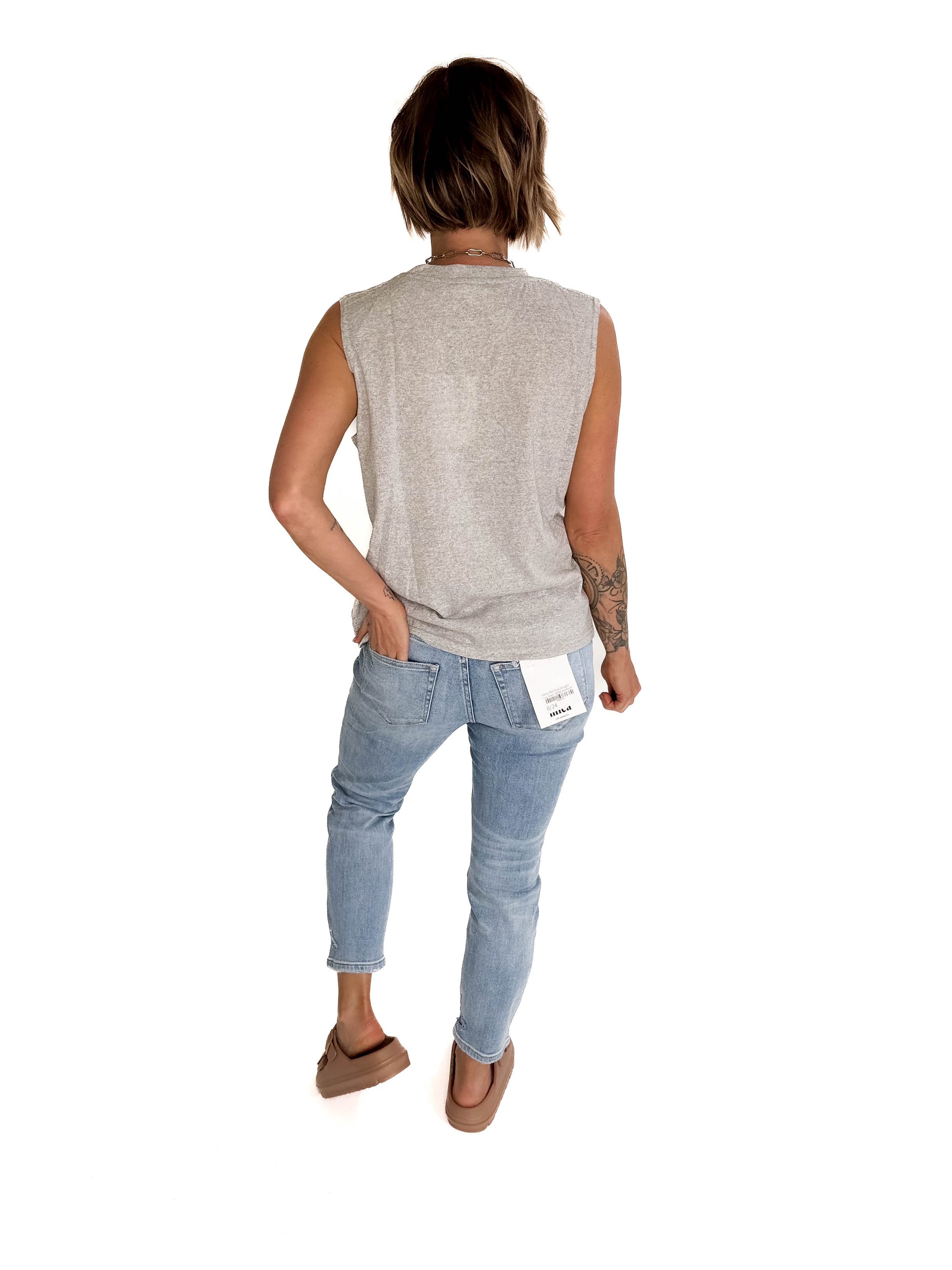 Sierra Slub Knit Tank- HEATHER GREY