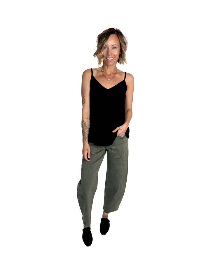 Khloe Reversible Spaghetti Cami- BLACK