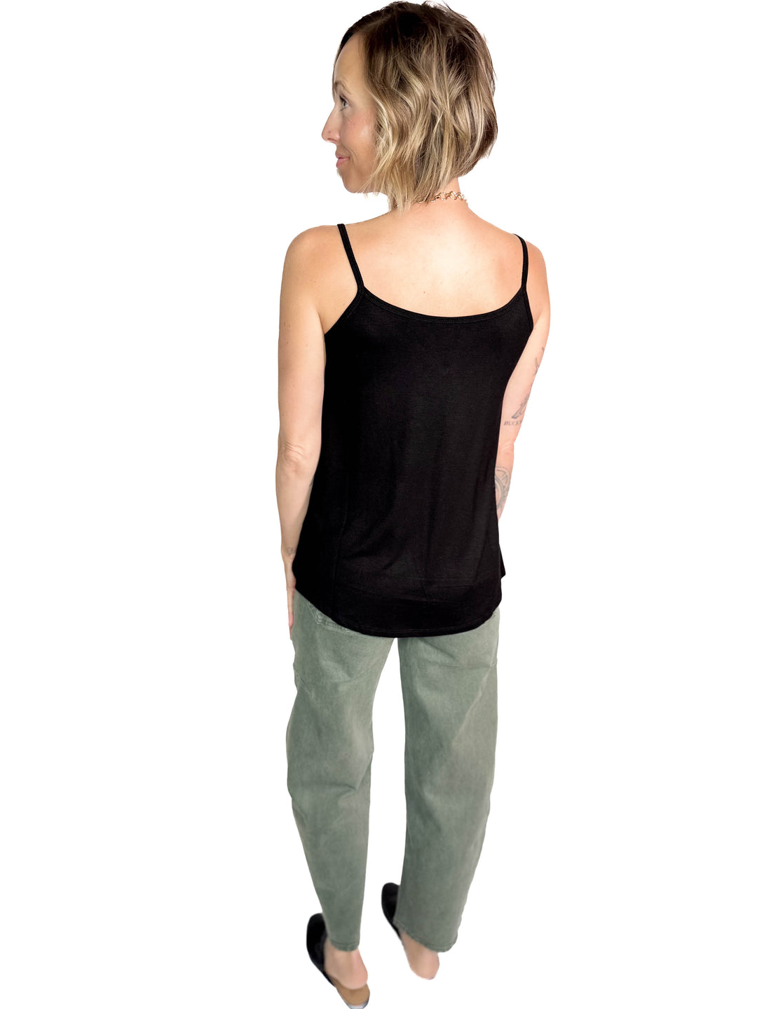 Khloe Reversible Spaghetti Cami- BLACK