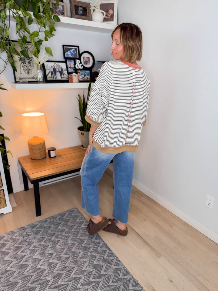 Mirelle 1/2 Sleeve Pullover- OATMEAL LATTE