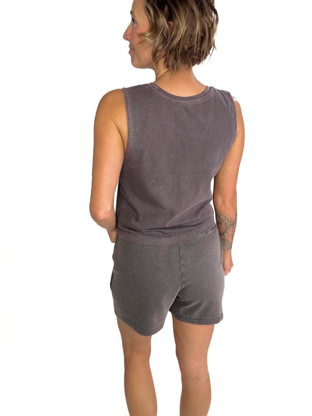 Allegra Acid Wash Boxy Tank- DARK CHARCOAL-FINAL SALE
