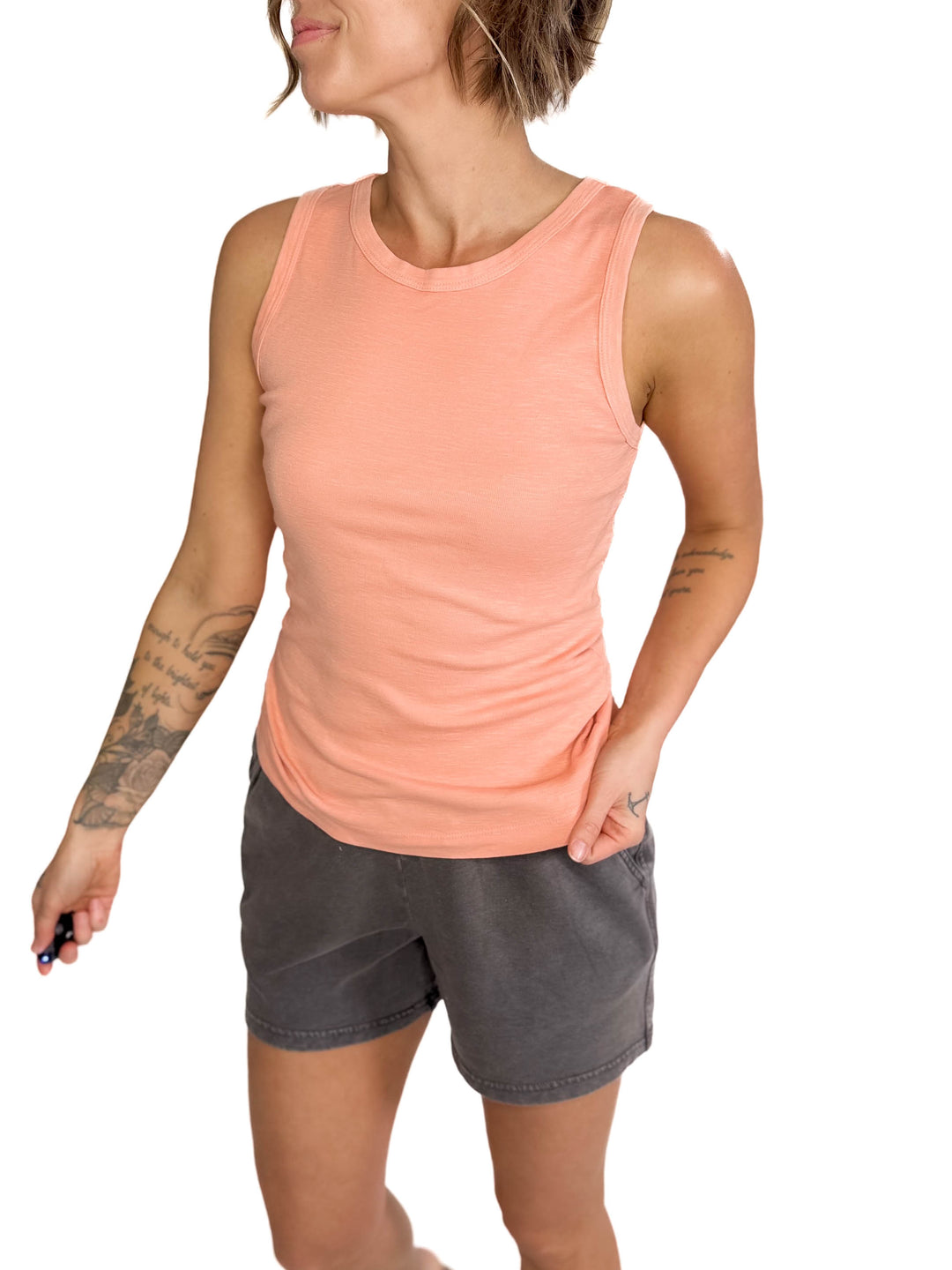 Zoe Classic Cotton Tank- APRICOT-FINAL SALE