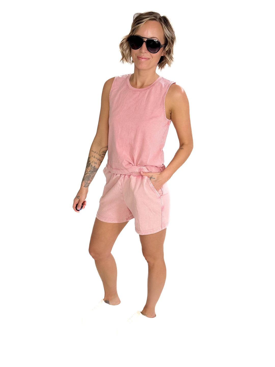 Valentina Washed Shorts- CORAL-FINAL SALE