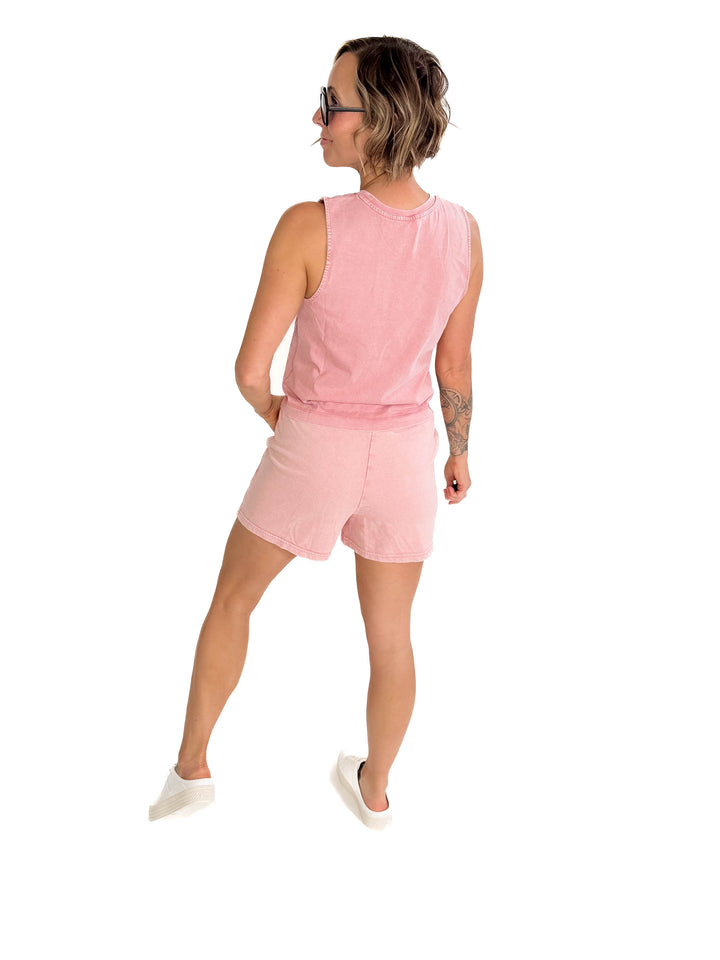 Allegra Acid Wash Boxy Tank- ROSE-FINAL SALE