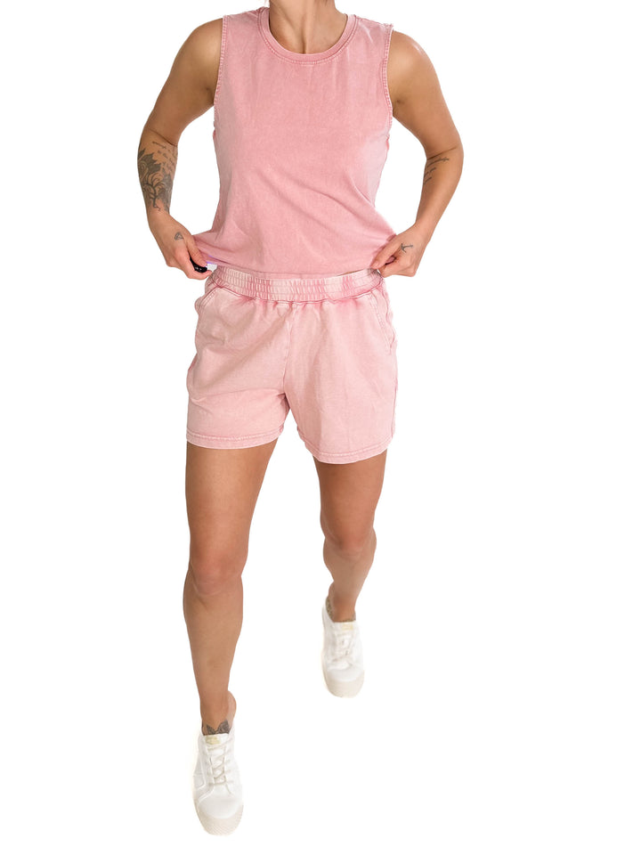 Valentina Washed Shorts- CORAL-FINAL SALE