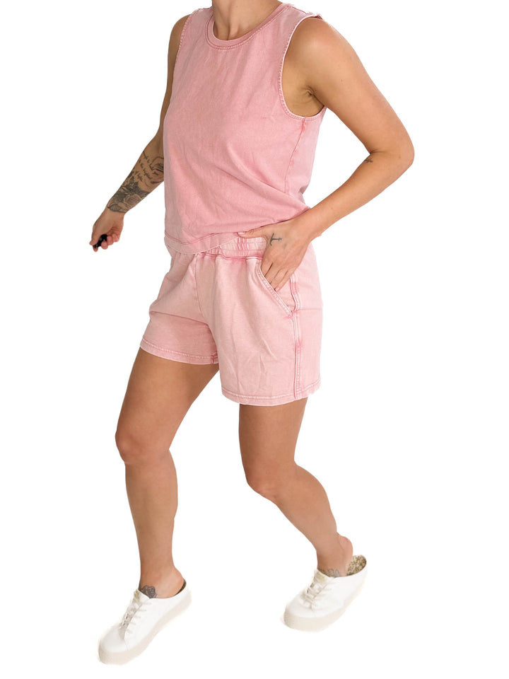 Valentina Washed Shorts- CORAL-FINAL SALE