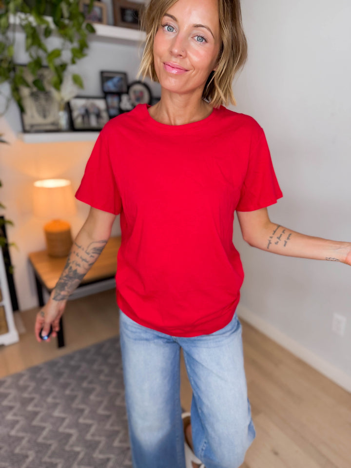 Natie Cotton Boyfriend Tee- RUBY