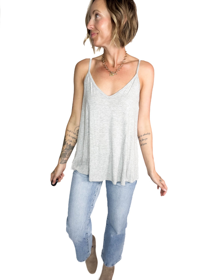 Khloe Reversible Spaghetti Cami- HEATHER GREY