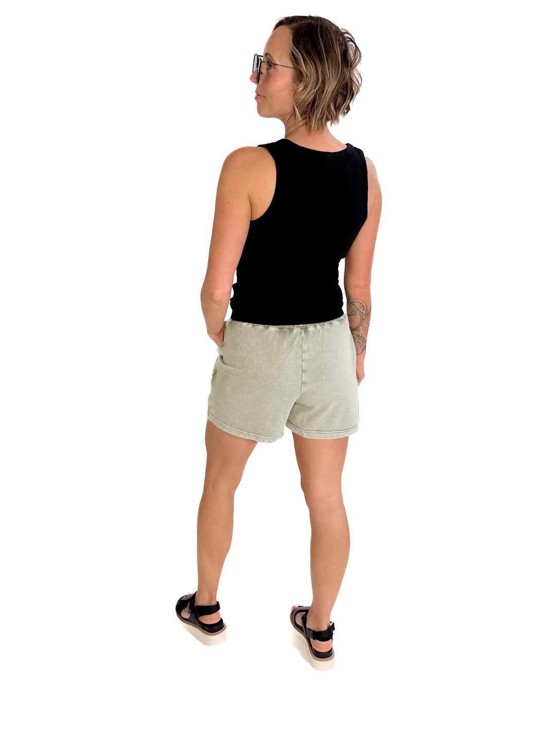 Valentina Washed Shorts- SAGE-FINAL SALE