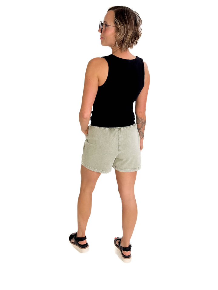 Valentina Washed Shorts- SAGE-FINAL SALE