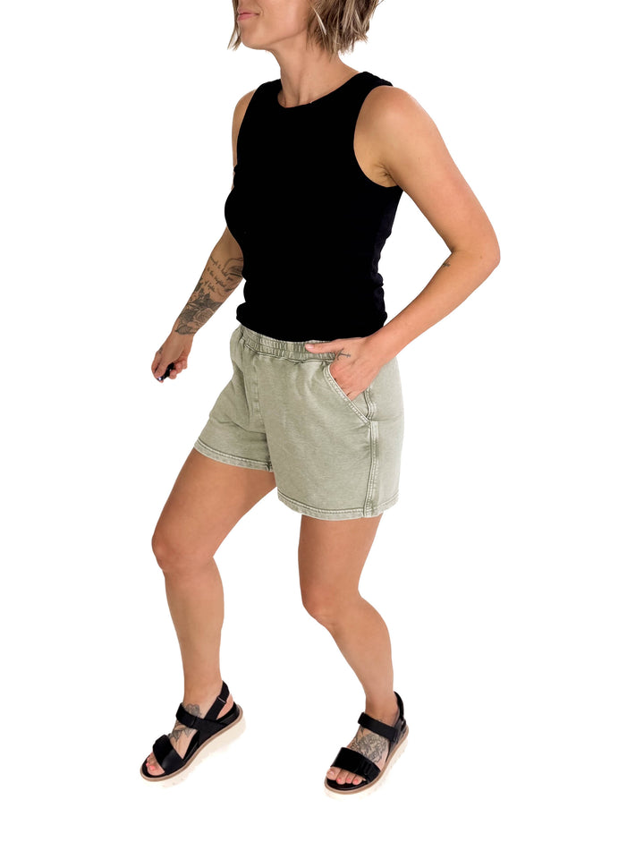 Valentina Washed Shorts- SAGE-FINAL SALE