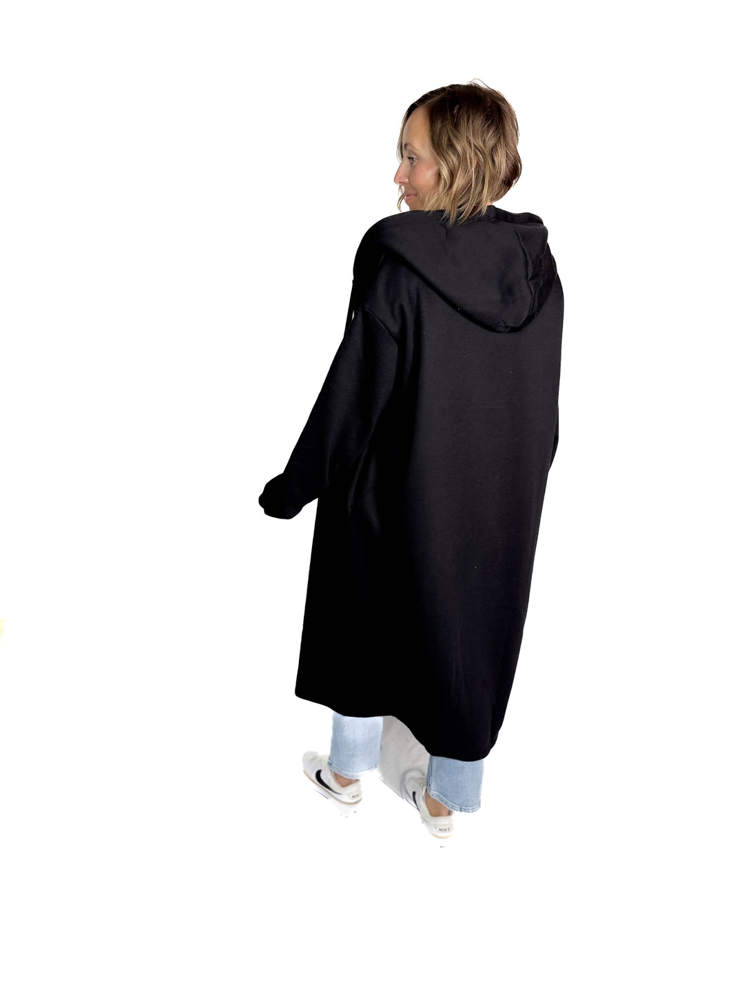 Opalite Sweatshirt Cardigan- BLACK