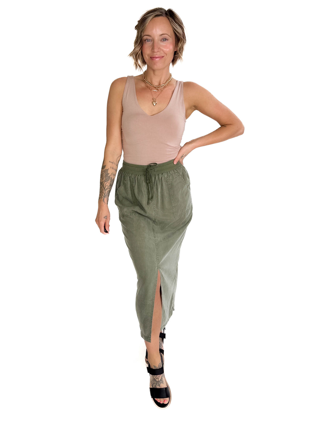 Julia Midi Skirt- SPRUCE-FINAL SALE