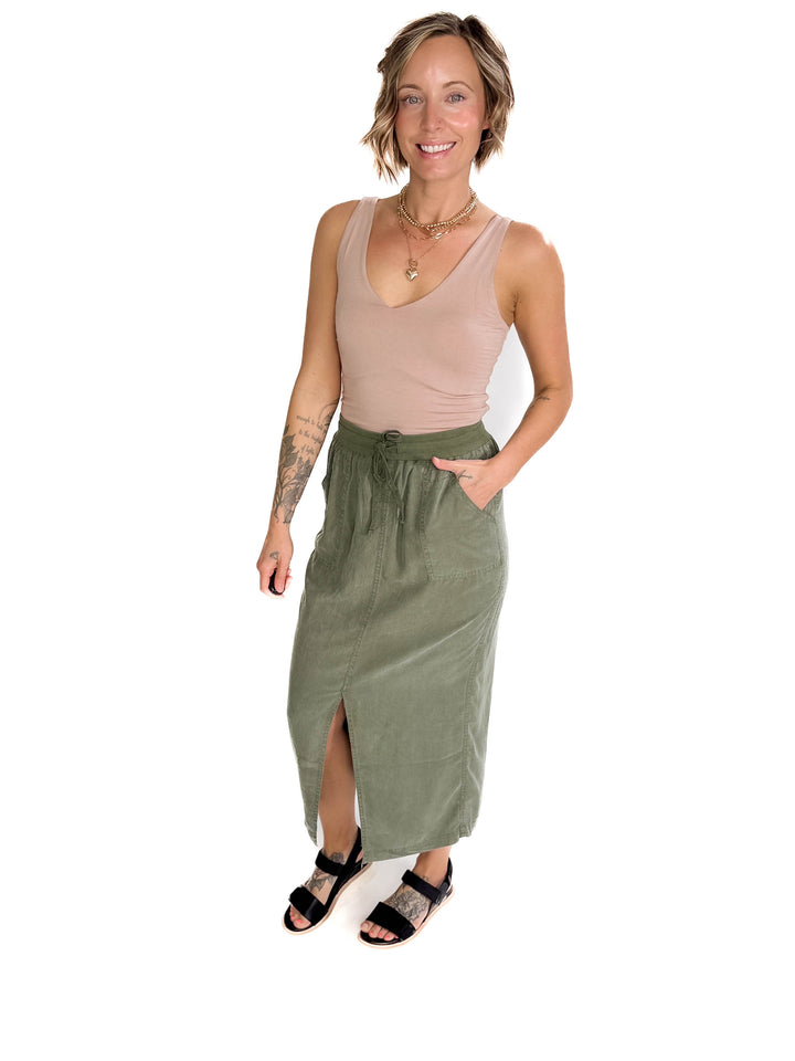 Julia Midi Skirt- SPRUCE-FINAL SALE