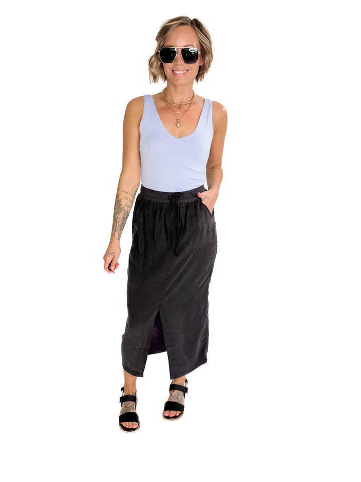 Julia Midi Skirt- VINTAGE BLACK-FINAL SALE