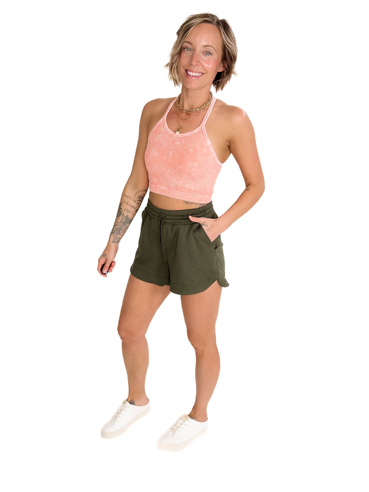 Brassy Seamless Wash Crop Cami- CORAL