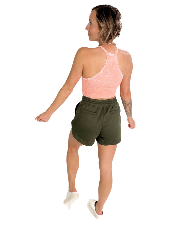 Brassy Seamless Wash Crop Cami- CORAL