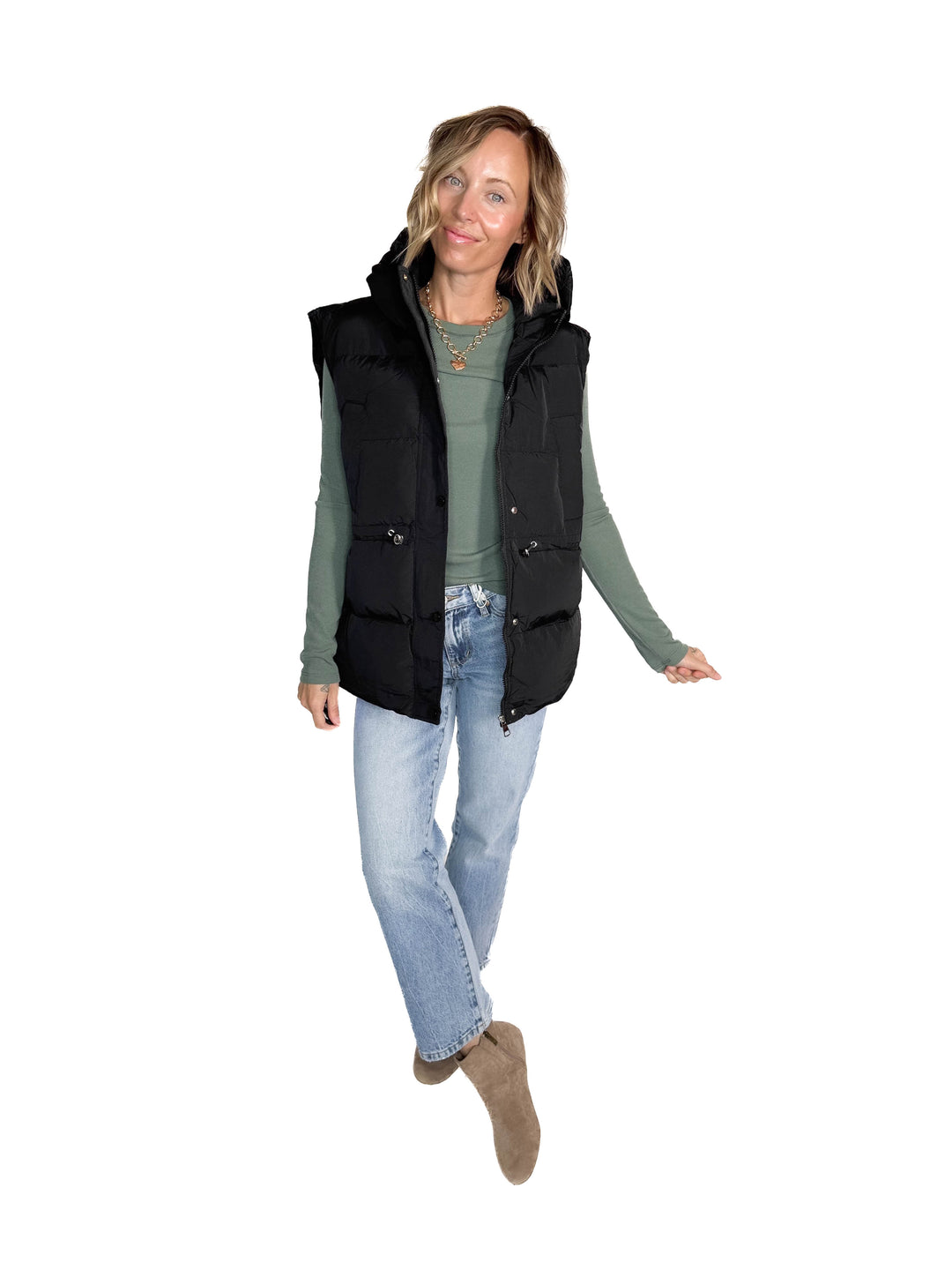 Canyon Hooded Puffer Vest- BLACK